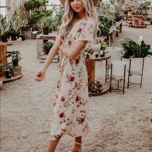 One Loved Babe Faux Floral Wrap Dress